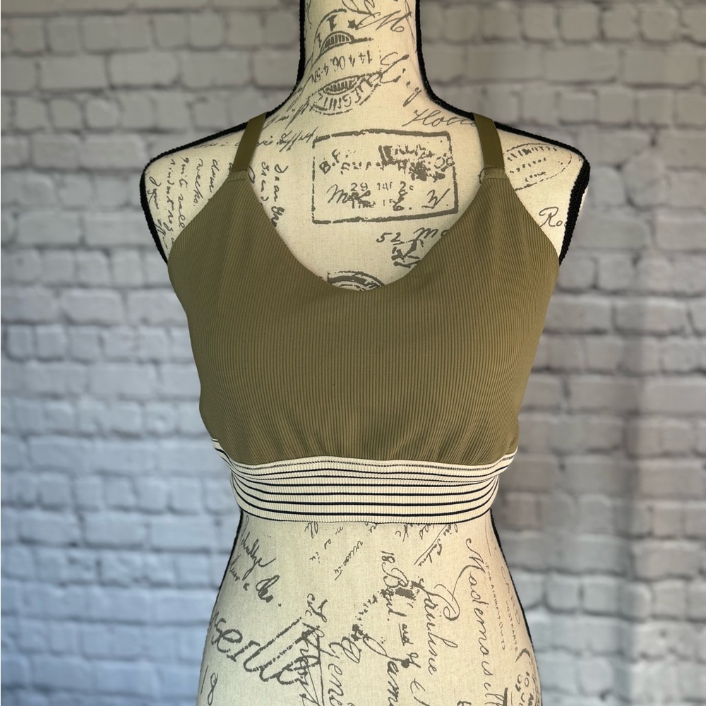 Aerie Offline Ribbed Sports Bra Olive